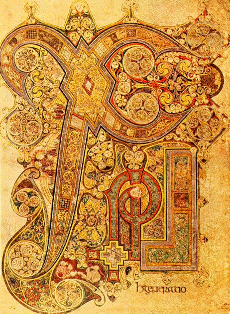 El Libro de Kells, considerado como uno de los manuscritos iluminados más relevantes del arte religioso medieval y el más importante del arte cristiano irlandés.