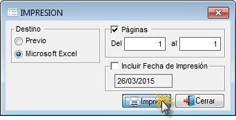 Permite imprimir los archivos de la opción Movimientos de Ingreso a Inventarios en el formato del Microsoft Excel y en la Vista Previa de impresión.