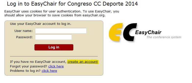 2. Registro en Easy Chair Accedemos a la plataforma Easy Chair habilitada para el congreso