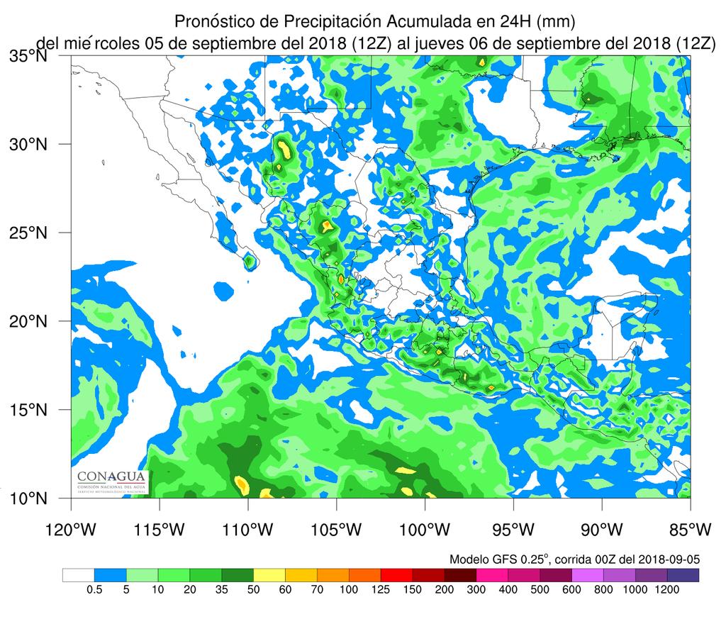 Lámina climatológica de lluvias acumuladas del 1 de enero al 4 de septiembre (1981-2010)= 509.8 mm (diferencia -24.6 mm) (*datos por conﬁrmar) (Año más lluvioso: 1958 con 997.