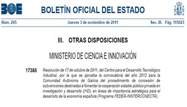 canales formales reglamentarios (Boletín Oficial del Estado de 3 de noviembre de 2011).