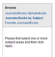 Para acceder a la totalidad de libros de un tema, se selecciona el artículo journal/books by subject y, sin introducir otro criterio