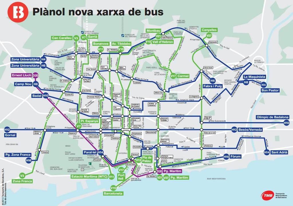 2. La nova xarxa de bus a Barcelona en general i a les Corts i part alta de Sants Montjuïc en particular Des de setembre de 2012, Barcelona es troba immersa en la implantació d una nova xarxa basada