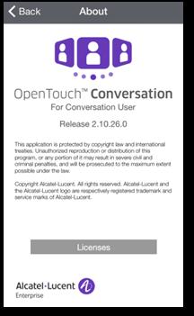 Aprovisionamiento de la aplicación OpenTouch Conversation Este documento describe los servicios que ofrece la aplicación OpenTouch Conversation for iphone.