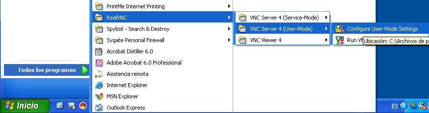 En la barra d eines apareixerà la icona de VNC per a indicar que està en marxa. Sobre aquesta icona podrem configurar l autenticació per a accedir a aquest servidor.