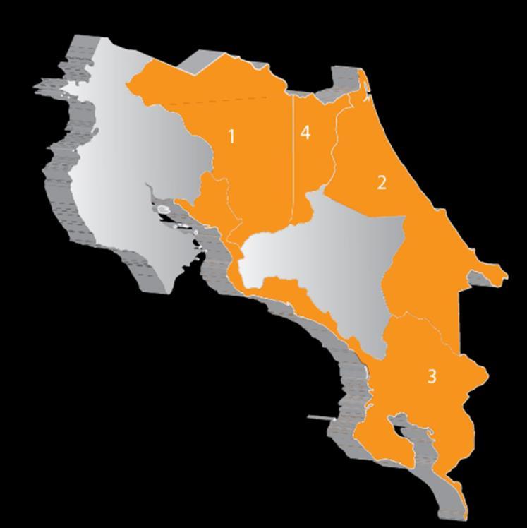 COSTA RICA Provincias con facilitadores : 4/7 Distritos y