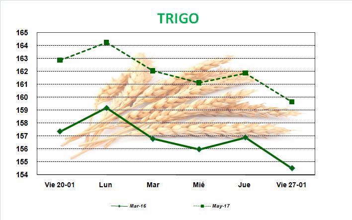 TRIGO (-2,84 U$S/tn) Luego de cuatro semanas en alza, el cereal cerró con pérdidas del 2,8%, en un contexto de incertidumbre sobre la política comercial de EE.UU.