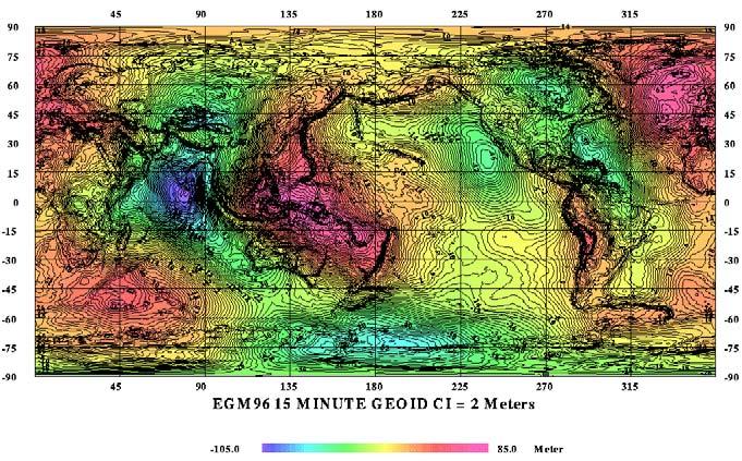 Asimetría a del potencial gravitatorio terrestre Geoide del WGS84 Semieje Mayor: 6 378 137 m Semieje Menor: 6 356 75.