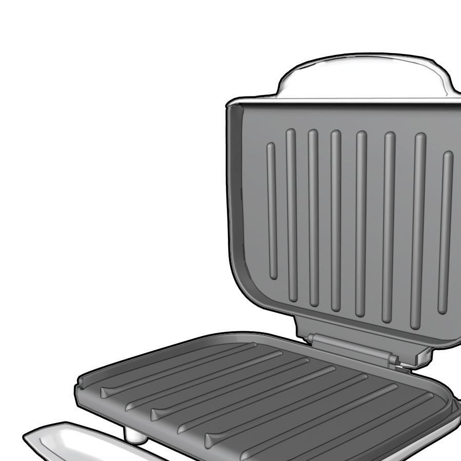 DRIP TRAY Place the drip tray under the front sloped section of the grill. PREHEATING THE GRILL 1. Close cover on grill. 2. Unwind cord and plug into an outlet.