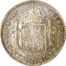 (KM-109). Moneda rara. EF 6500.00 538. 8 Reales, 1812, MoJJ. (KM-111). F 700.