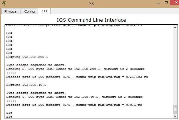 Ilustración 15. Command Line Interface. PING desde SWITCH S3. CONFIGURAR OSPF V2 EN EL ROUTER R1 Router ospf 1 Router-id 1.1.1.1 Network 172.31.21.0 0.0.0.3 area 0 Network 192.168.30.0 0.0.0.255 area 0 Network 192.
