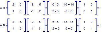 Como AB = BA = I, A y B son invertibles o matrices no singulares, ya que son la inversa de la otra. Transpuesta de una matriz.