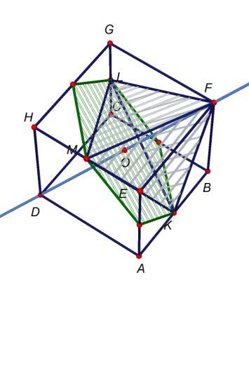 Págin de AC' AC' Aplicndo el teorem de Pitàgores l triángulo rectángulo ADD : AD' () 5 AD' 5 Notemos que l sección ps por los puntos medios P, Q de les rists FF ', CC ', respectivmente L sección es