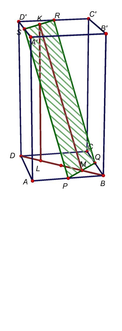 Págin 8 de PQ Aplicndo el teorem de Pitágors l triángulo rectángulo isósceles BAD: BD e M el punto medio del segmento PQ, K el punto medio del segmento R e L l proyección de K sobre l bse ABCD DL BM