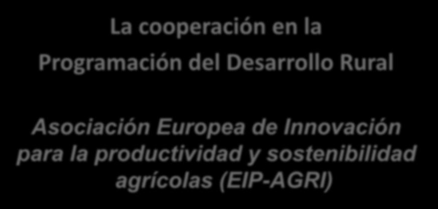 La cooperación en la Programación del Desarrollo Rural Asociación Europea de Innovación para la productividad y