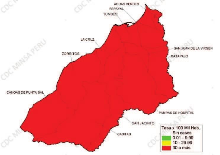 1867 4333* Mapa Acumulado de incidencia Tumbes 2017* Casos de dengue según forma