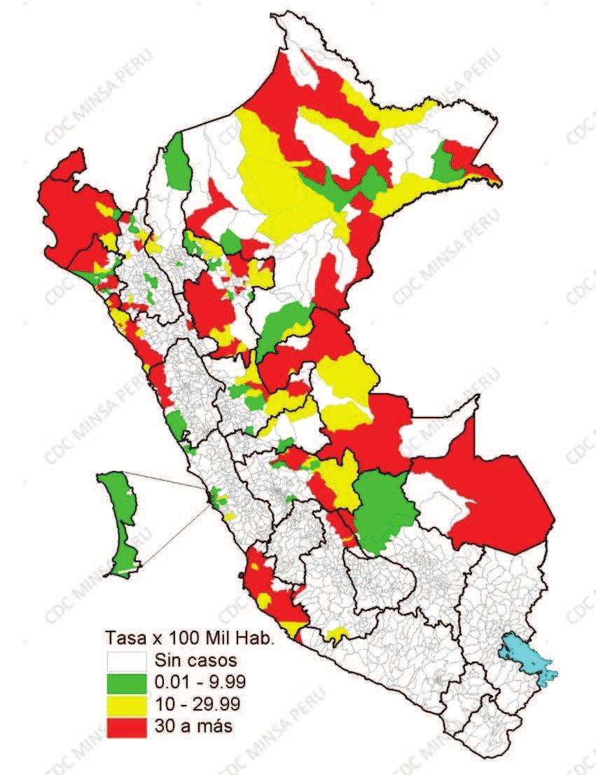 Casos de dengue año 2017* Casos y muertes por dengue, según departamentos Perú 2017* DEPARTAMENTOS Número de casos Incidencia x Nº Muertes % Confirmados Probables Total 1000 Confirmados Probables