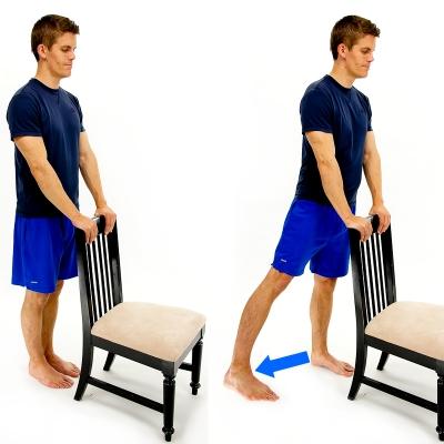 Regrese lentamente a la posición inicial USTRATO DE CADERA - PERMANENTE Sostenga el mostrador o la silla hacia atrás para