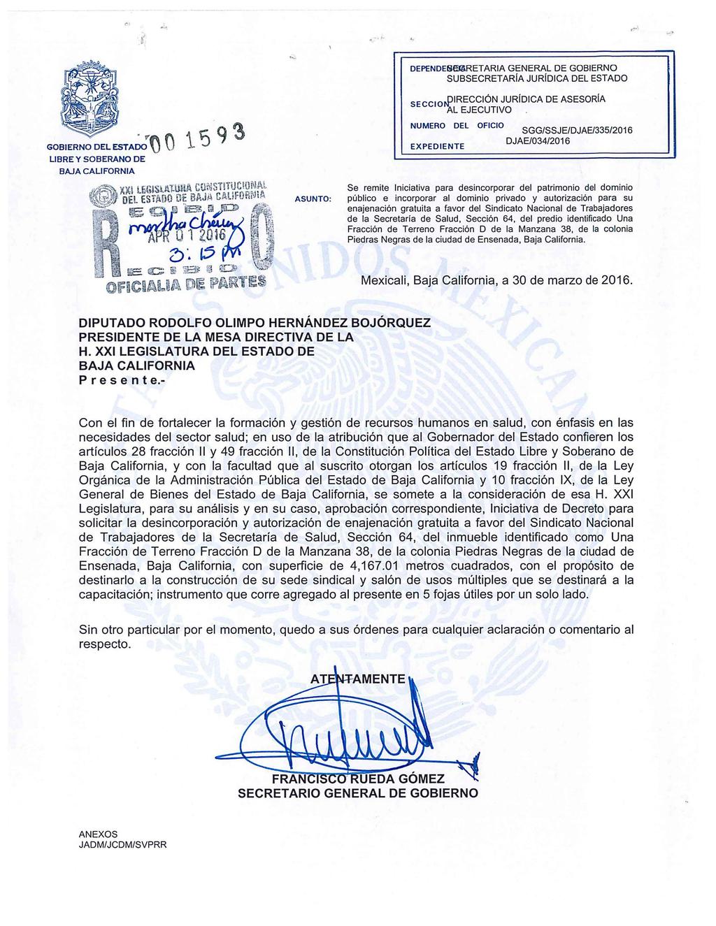 . ~... DEPENDESBARETARIA GENERAL DE GOBIERNO SUBSECRETARÍA JURÍDICA DEL ESTADO SECCIO,.PIRECCIÓN JURÍDICA DE ASESORÍA AL EJECUTIVO.