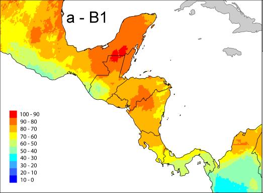 Cambio climático % de escenarios con reducción en precipitación Observaciones Aumento de Temperatura