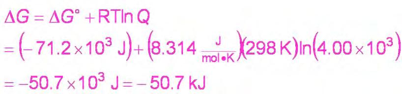 9: Calcule G at 298 K para la siguiente reacción bajo las condiciones en la tabla a