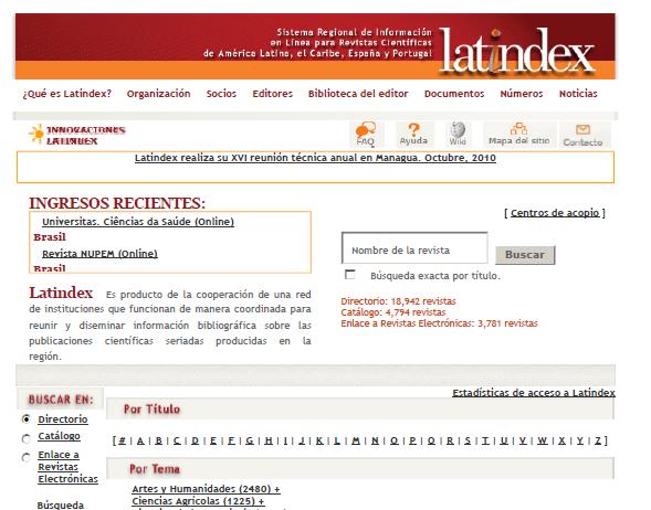 Indicios de calidad en Revistas Revista Fuentes LATINDEX Es aconsejable comparar la