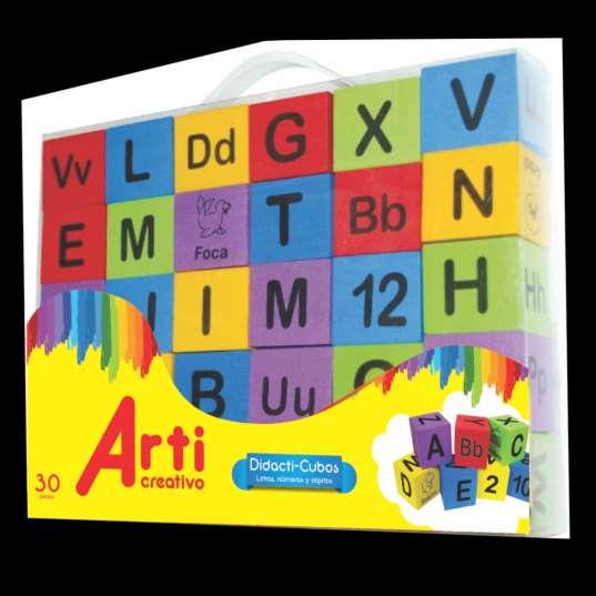 Didacti-cubos Cubos de goma E.V.A8 Código: TACJUE004 Edad: 4 años a +. Desarrolla el lenguaje mediante el vocabulario, asociando las letras con las figuras.