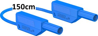 143 Cable de medición de seguridad 4mm 150cm azul SO5126-9K 1 Cable de medición de seguridad, con enchufes de 4mm, apilables y a prueba de contacto Color: azul Longitud: 150 cm Sección transversal de
