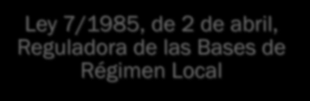 LEGISLACIÓN Ley 7/1985, de 2 de abril, Reguladora de las Bases de Régimen Local Art.