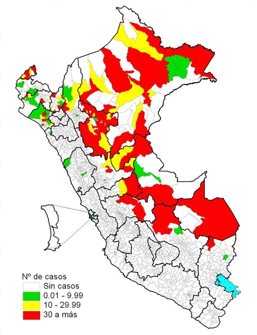 Casos de dengue por departamentos Perú 2014* DEPARTAMENTOS Número de casos Confirmados Probables Total Incidencia x 1000 Muertes LORETO 1965 1330 3295 3.20 40.13 8 SAN MARTIN 836 1282 2118 2.55 25.