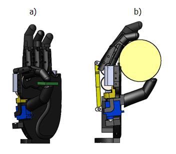 Ésta mano es capaz de realizar un agarre cilíndrico teórico de 62,7 mm y un agarre de pinza como se indica en la figura 15. 3.