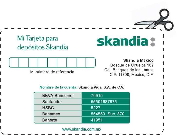 Skandia Vida, S. A. de C.V. Guía para depósitos referenciados. Cómo funciona su número de referencia de Skandia?