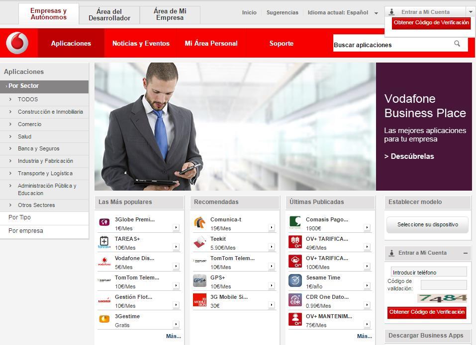 Vodafone Bussiness Place Portal donde encontrarás Aplicaciones de valor para tu empresa Crea tu propia App.