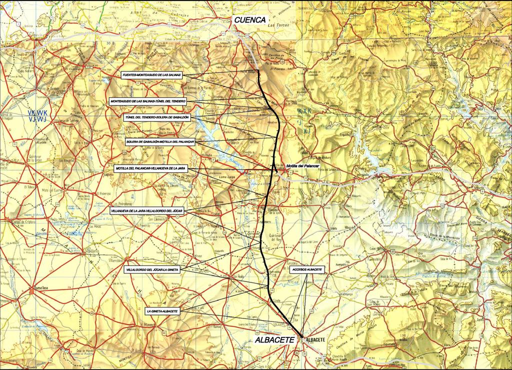 Trayecto Cuenca Albacete Longitud: 110 Km Incluye Estación de Albacete. 9 Tramos.