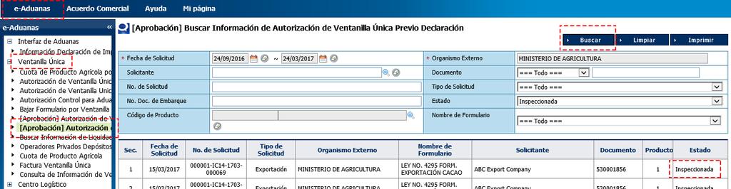 2.5-3 ra APROBACIÓN Usuario: laboratorio del Ministerio de Agricultura Vía: portal www.aduanas.gob.