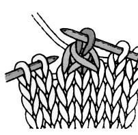 ,.A. Knit 2 stitches together. on la ag. izquierda tomar el p. sin hacer de la ag. derecha y pasarlo por encima de los 2 p. juntos derecho (último p. de la ag. derecha).