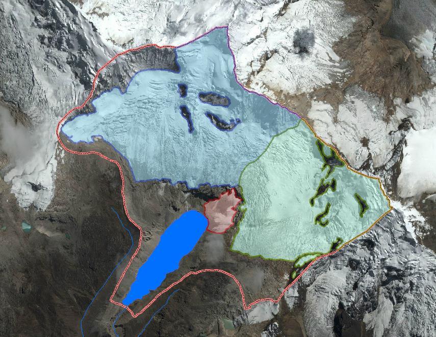 Inspección de glaciares en el ámbito de la laguna Palcacocha 1.