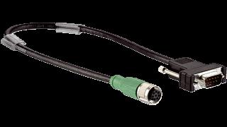 Cabezal : Conector hembra, M12, 8 polos, recto Cabezal : Conector macho, D-Sub, 9 polos, recto Cable: Incremental, pantallado, 0,5