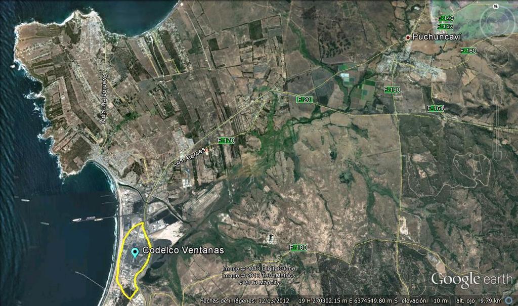 Figura 2. Mapa de Ubicación Local (Fuente: Imagen Google earth 12/03/2012). Coordenadas UTM de Referencia Datum: WGS-84 Huso: 19 UTM N: 6.372.345 UTM E: 267.