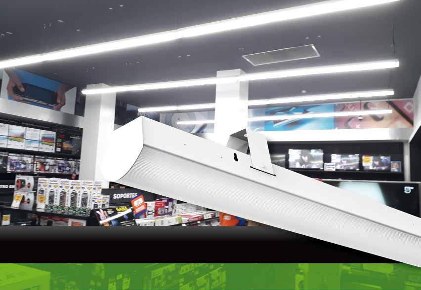 LTC Robusta luminaria LED, especial para aplicaciones lineales, esta fabricada en lámina de acero, su difusor curvo opalino brinda una