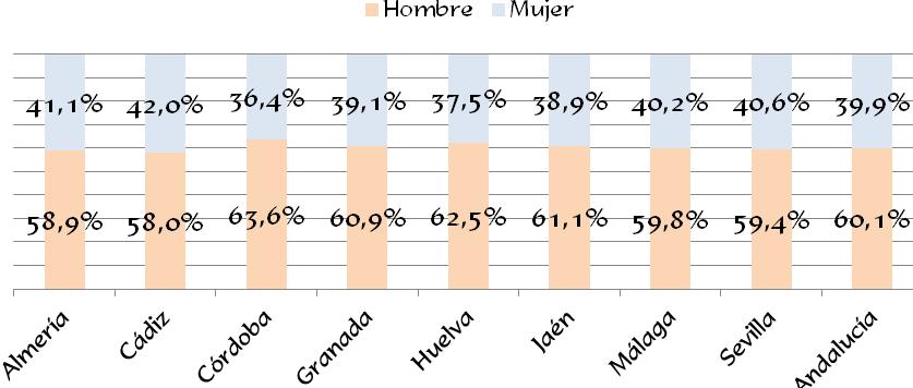Prevalentes, gráfico de género provincial en porcentajes, Andalucía 2011 Prevalentes, según tratamiento renal sustitutivo y género: casos y porcentaje provincial 2011 Hombre Mujer HD HD HD HD Centro