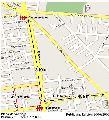 3) Si ahora quieres recorrer las avenidas Echeñique, Ossa y Tobalaba, qué forma tiene ese sector?
