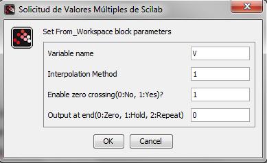 Bloque FROMWSB ( From Workspace ) El bloque FROMWSB permite trabajar con datos que están siendo utilizados o han sido cargados previamente en el área de trabajo de Scilab, al igual que el bloque From