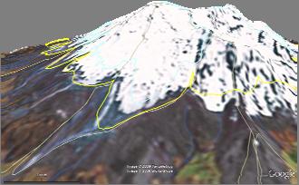 Simulaciones 1956 (1965) - 2007 Extent of Use Ejemplo Crespos Año area glaciar 1956 2.28 2005 1.82 km2 4 2 % glaciar 86% 68% Fuente limites glaciares 1956: Daniela Vallejos (2008) => cf.