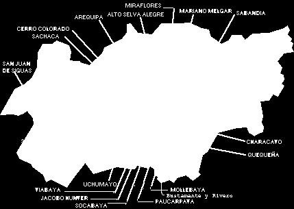 Mapa de los distritos que conforman la provincia de Arequipa Arequipa Urbana (15 distritos)