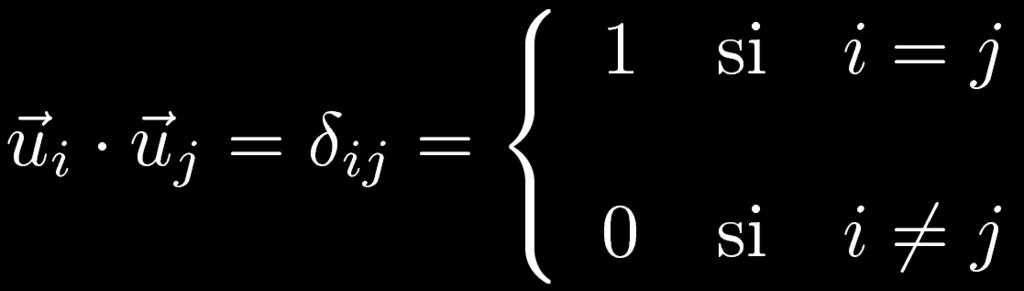 Producto escalar: base ortonormal Los vectores de una base ortonormal son mutuamente