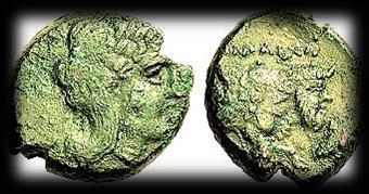 POΜАΙΩΝ Bronze. Neapolis abans del 326 ac. 4,54 gr. ROMANO[rum] Didracma campano-romana 26 (ampl.