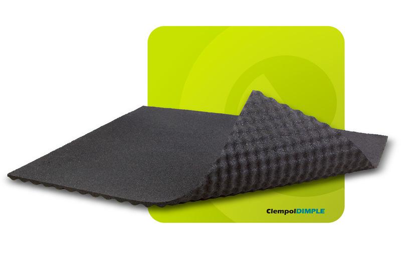 CARATERÍSTICAS CLEMPOL DIMPLE es una plancha de caucho reciclado especialmente diseñada para la reducción de los ruidos de impacto y las vibraciones.
