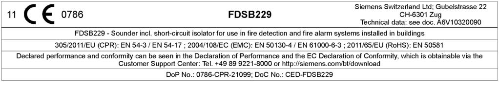 Condiciones ambientales y categoría de protección Categoría de protección (IEC 60529) con junta del zócalo del detector FDBZ297 IP21C (con detector puntual) IP21C (con FDBZ296) Temperatura de