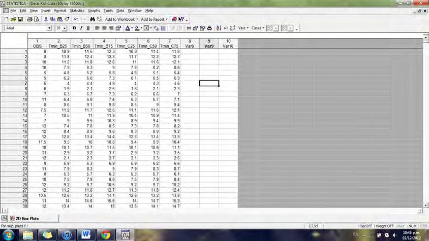 7. Se exportan los datos de Excel (solo se copian y pegan) en el orden en que se requieran contrastar los datos.